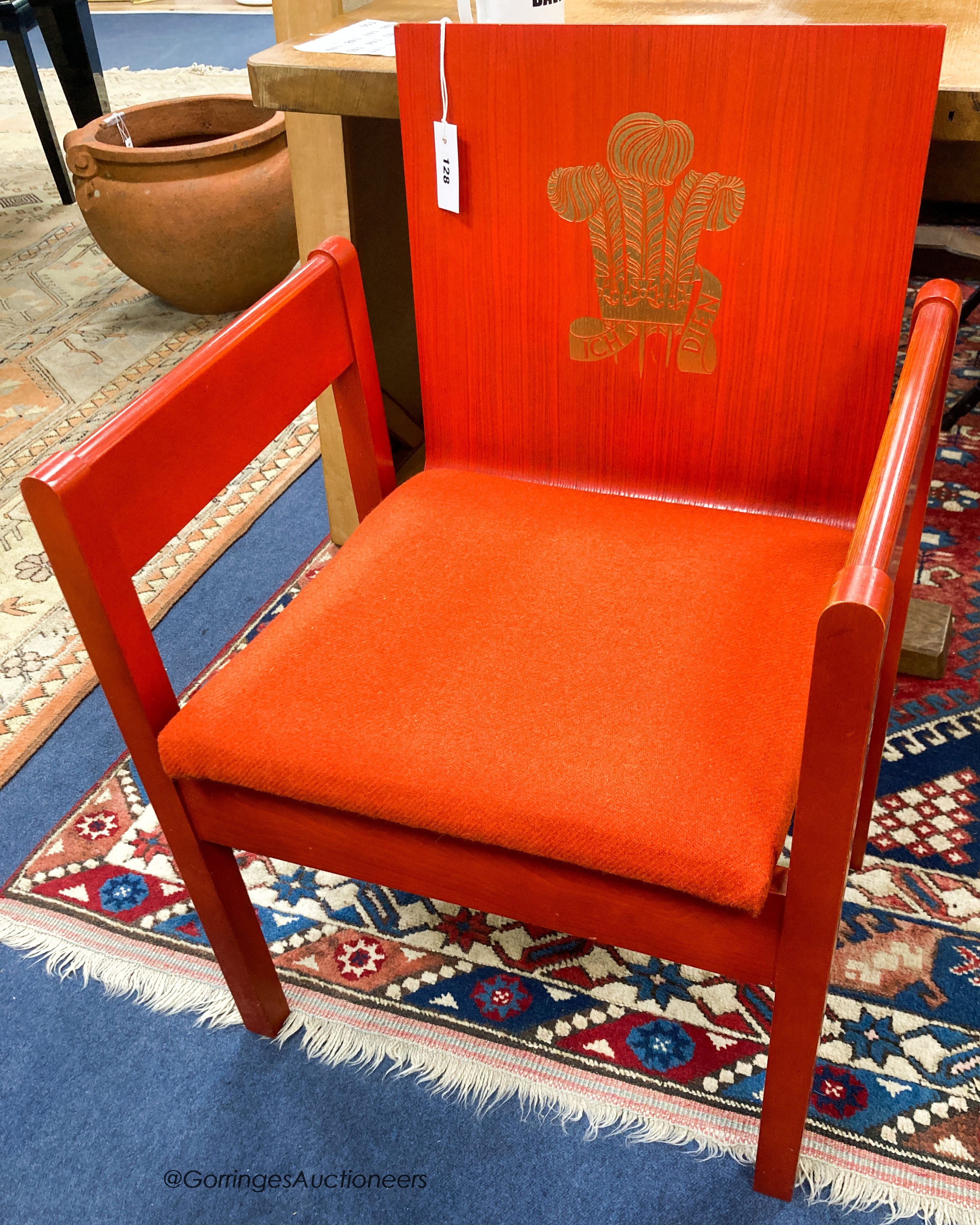 A Prince of Wales Investiture chair, width 54cm, depth 50cm, height 79cm